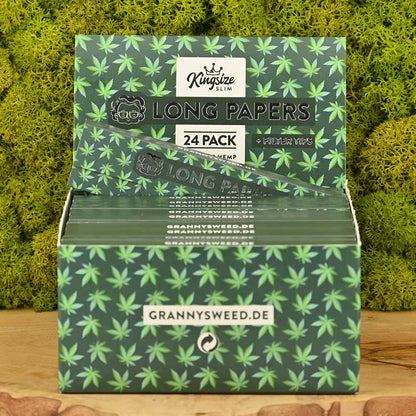 Grannys Organic Hanf Kingsize Slim Papers + Tips - Display Box (24 Stück)