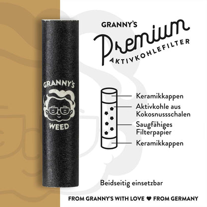 Grannys Weed Pfeifenfilter - 120 Aktivkohlefilter in schwarz – Johnnys  Headshop