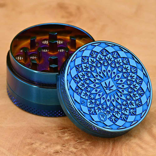 Icy Blue Mandala Leaf Grinder ⌀40mm