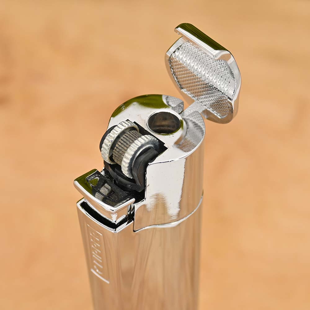 Jet Flame Metall Clipper Feuerzeug - Silber shiny (mit Reibrad)