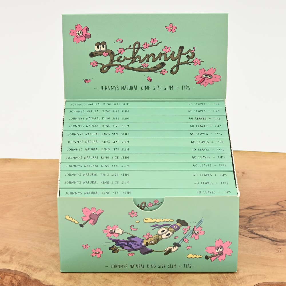 Johnnys Natural Slim Papers v2 + Tips - Sakura - Display Box (24 Stück)