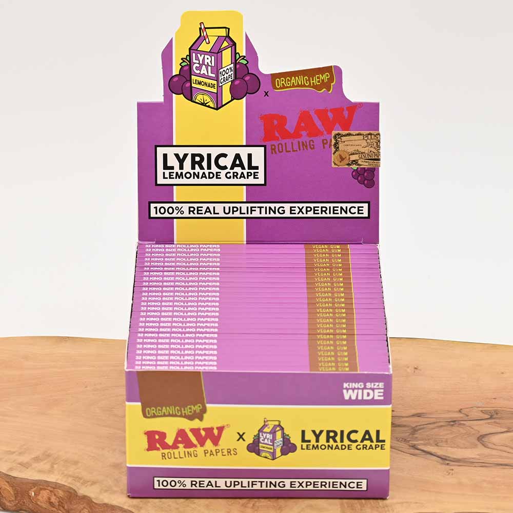 RAW Organic Kingsize Wide Papers - Lyrical Lemonade Grape Display Box (50 Stück)