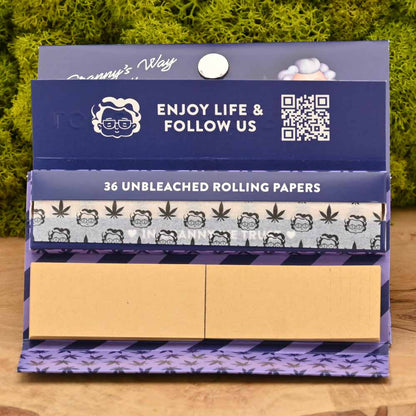 Granny's Virgin Kingsize Slim Papers + Tips & Grinderreibe