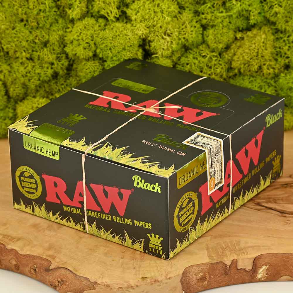 RAW Black Organic Kingsize Slim Papers - Display Box (50 Stück)
