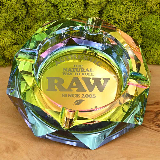 RAW Rainbow Glas Aschenbecher | inkl. Geschenkverpackung