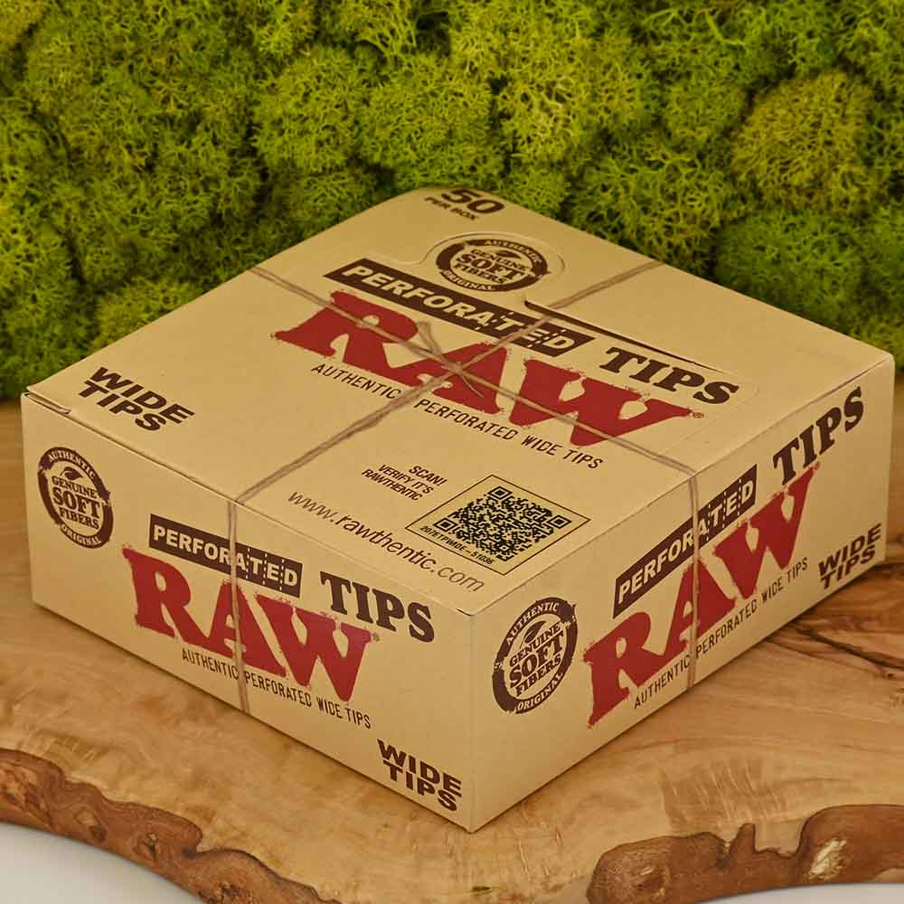 RAW Filter Tips Wide (perforiert) - Display Box (50 Stück)