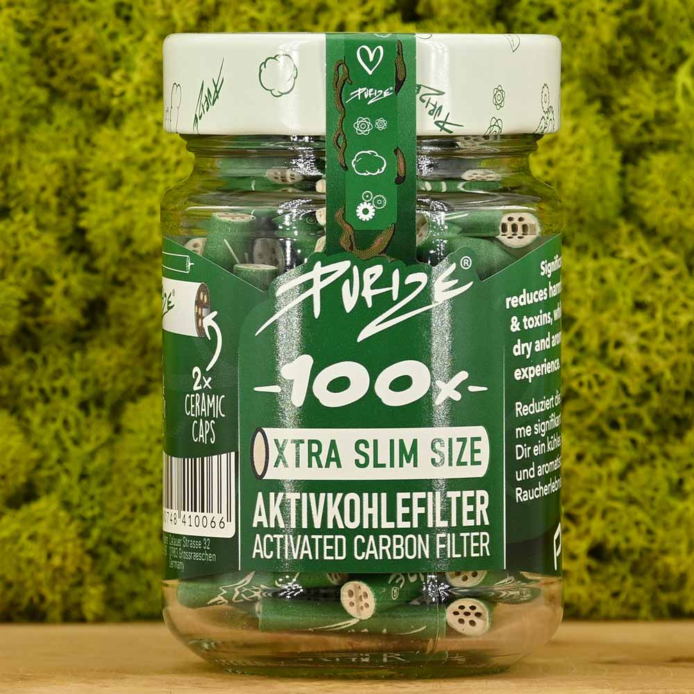 Purize XTRA Slim Aktivkohlefilter - 100er Glas